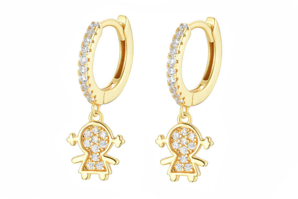 [15124E00E120BLDO] Sterling silver zirconia girl earring (Gold plated)