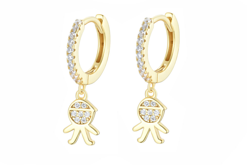 [15125E00E120BLDO] Sterling silver zirconia boy earring (Gold plated)