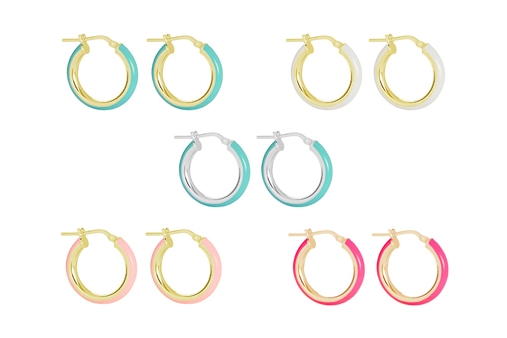 Sterling silver hoop earring enameled