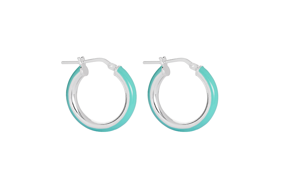 Pendiente aro plata 925 esmalte 