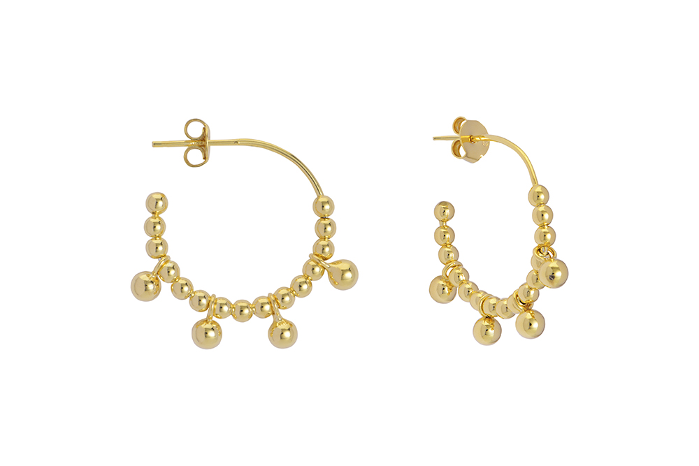 Sterling silver bead hoop earring