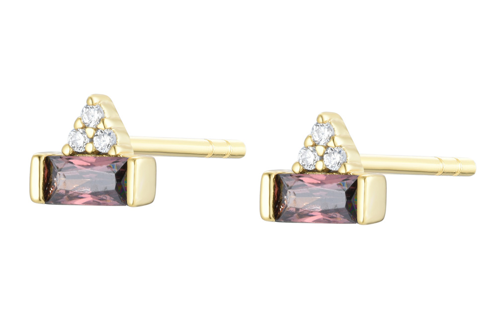 Pendiente plata 925 zirconita baguette y mini trianguloº