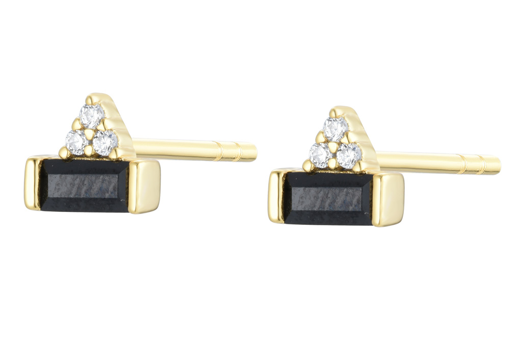 [15272EZNEDO] Sterling silver zirconia earring (Black)