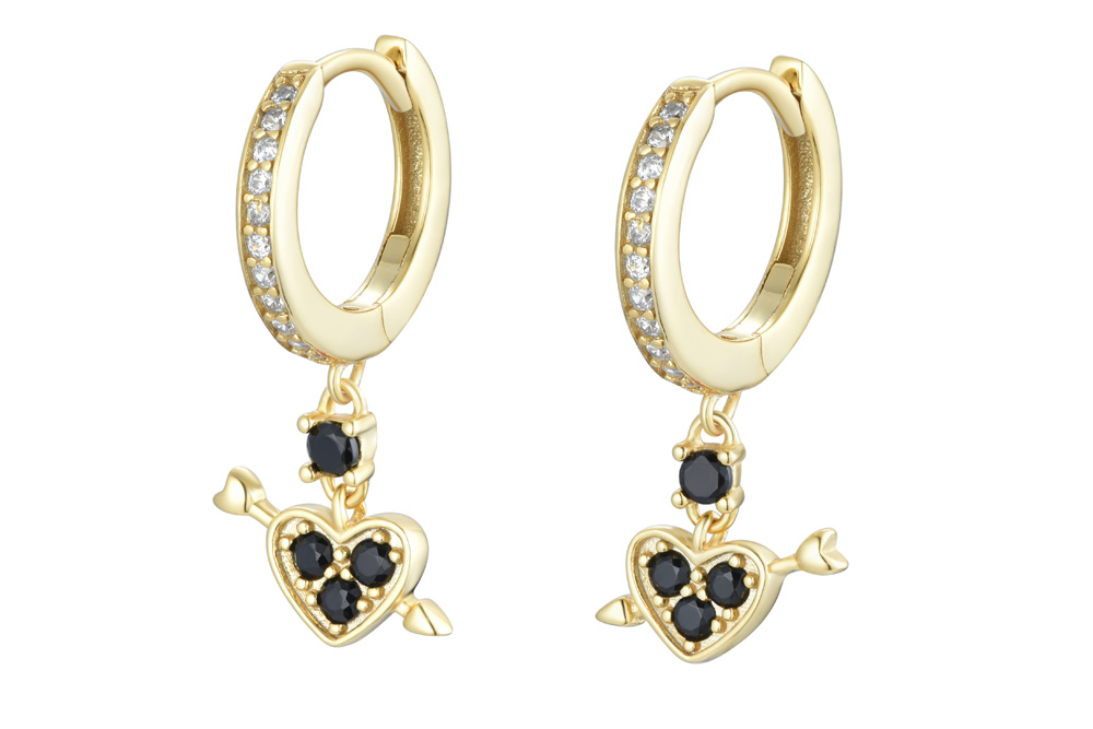 Aro plata 925 con zirconitas blancas corazon flechado