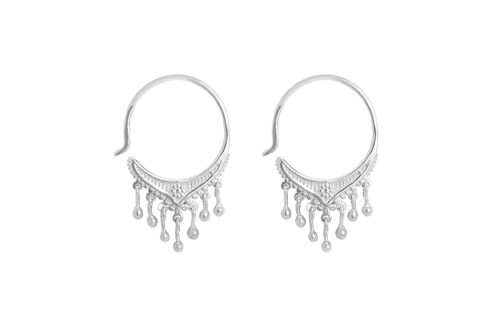 [15337EE180PL] Sterling silver arabic style earring hoop (Sterling silver)