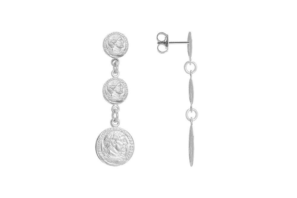 Pendiente plata 925 tres monedas romanas