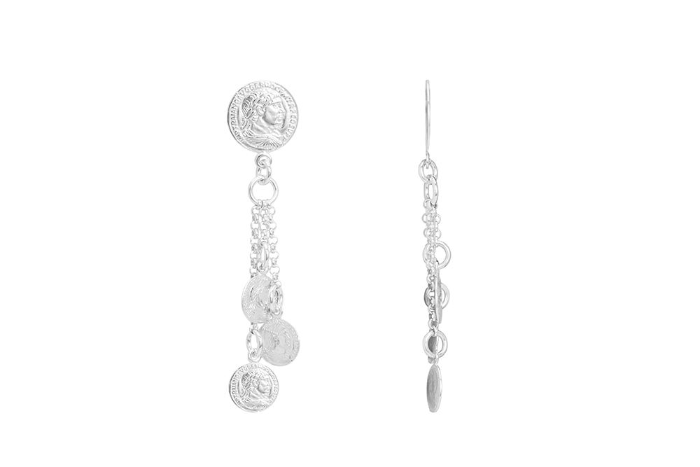 Pendiente plata 925 cuatro monedas romanas con cadenas