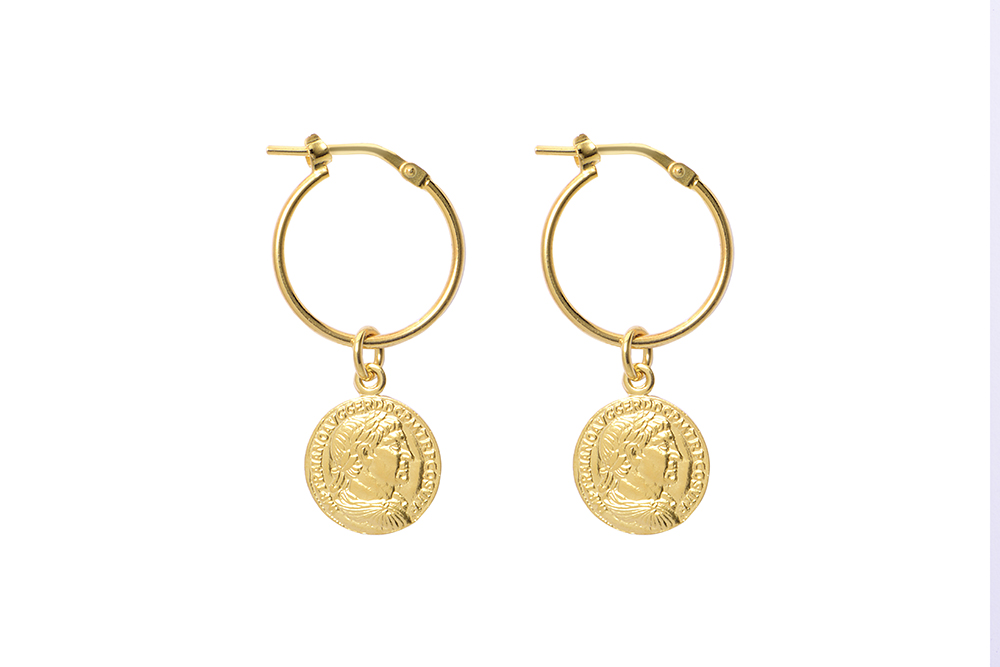 Pendiente plata 925 aro moneda romana