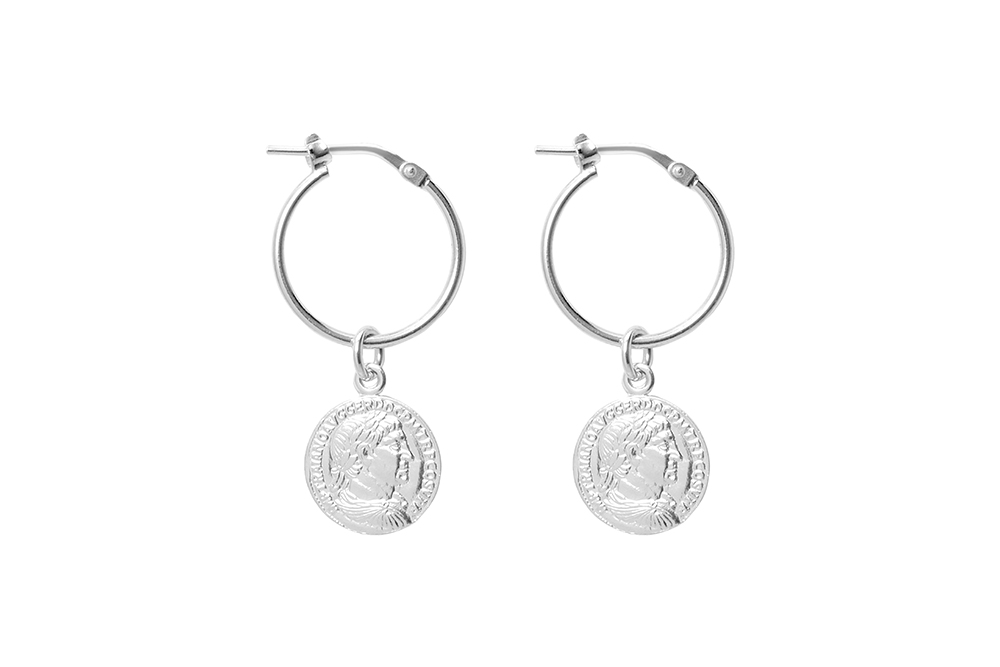 Sterling silver roman coin earring