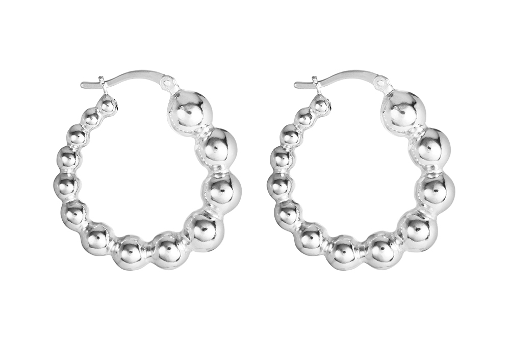 Sterling silver beads earring hoop