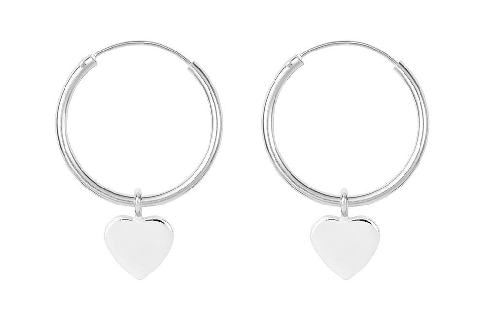[15470EE200PL] Sterling silver heart earring hoop (Sterling silver)