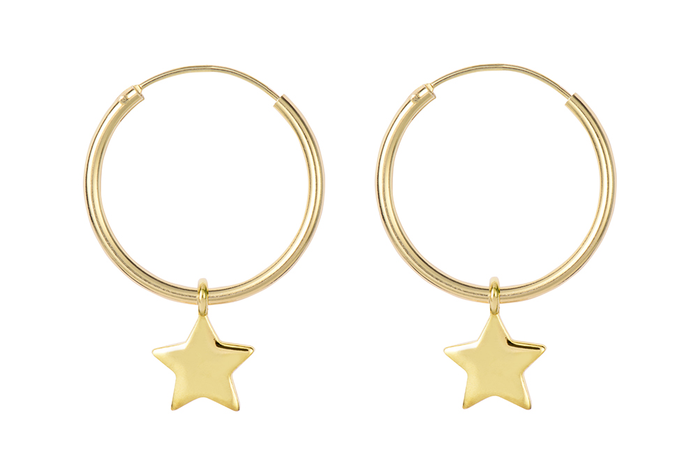 Pendiente plata 925 aro estrella 7mm