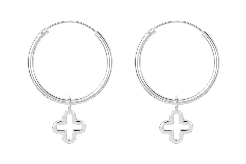 Sterling silver cross earring hoop