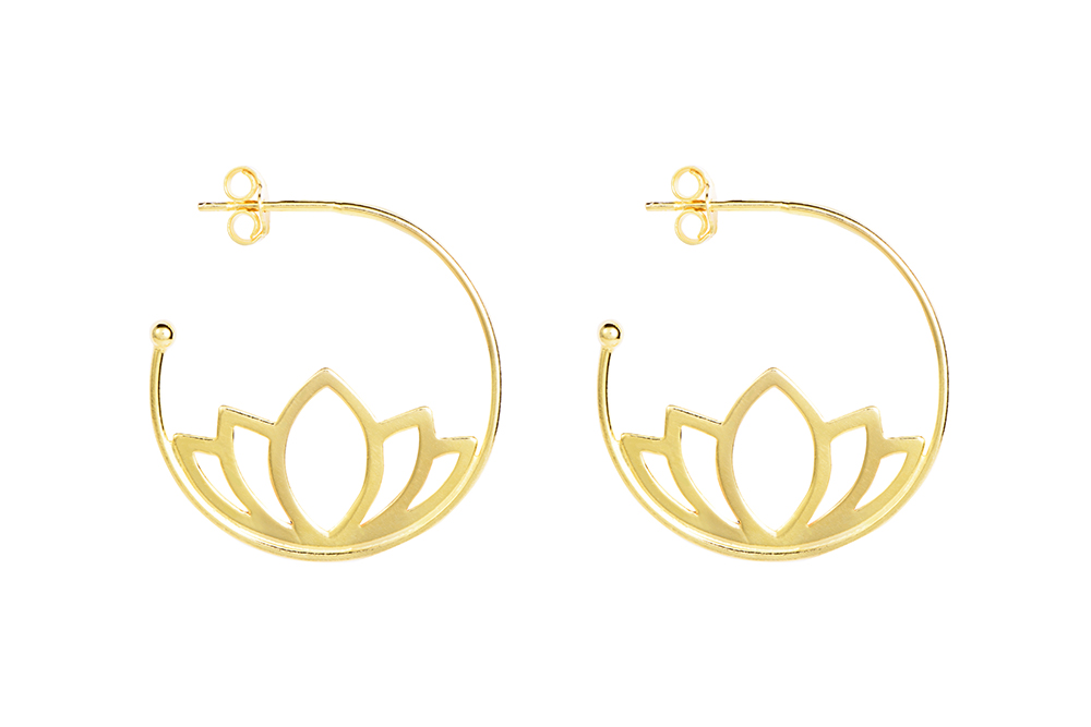 Pendiente plata 925 aro flor de loto