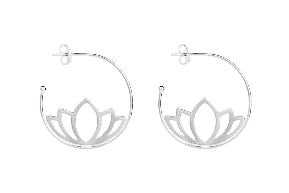 Pendiente plata 925 aro flor de loto