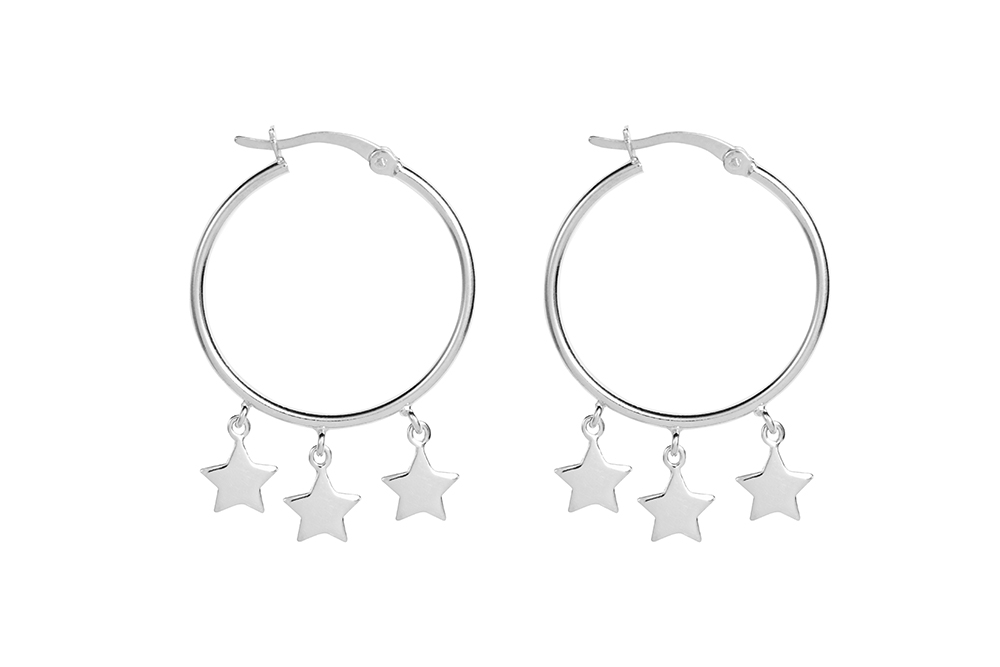 Sterling silver stars earring hoop