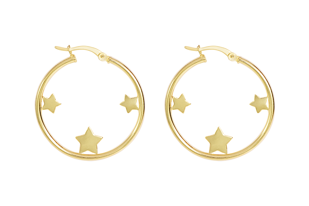 Sterling silver 3 stars earring hoop