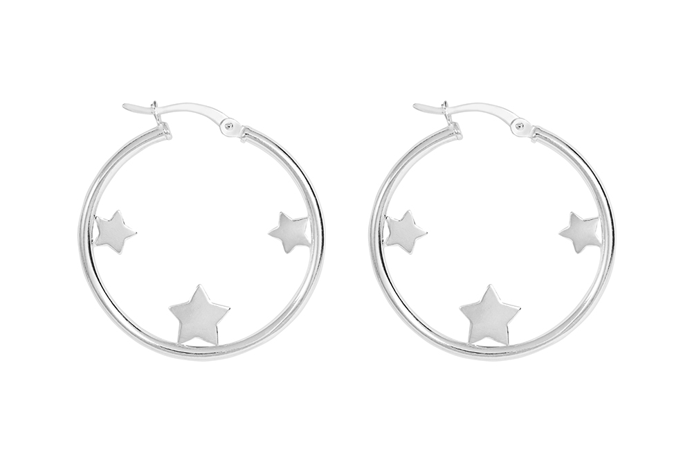 Sterling silver 3 stars earring hoop