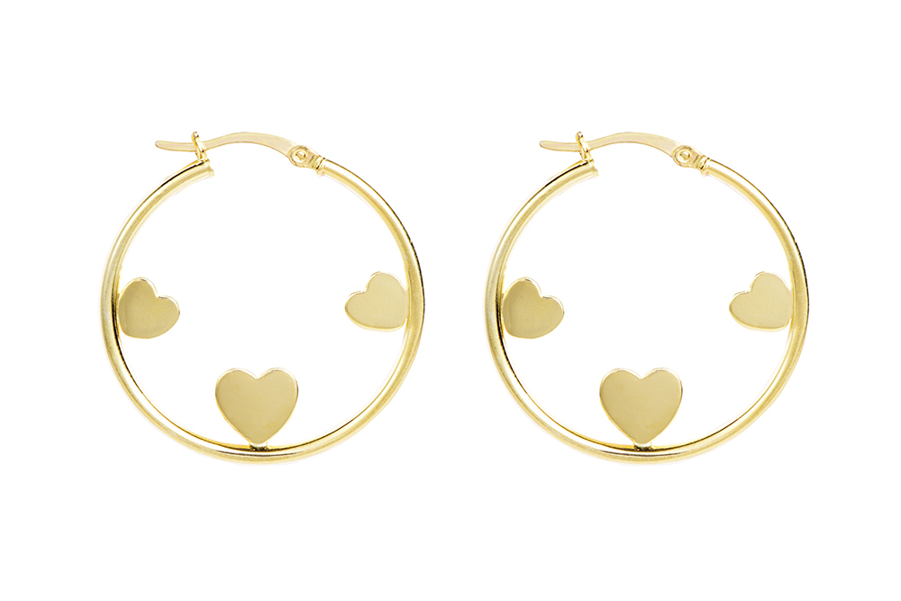 Sterling silver 3 hearts earring hoop