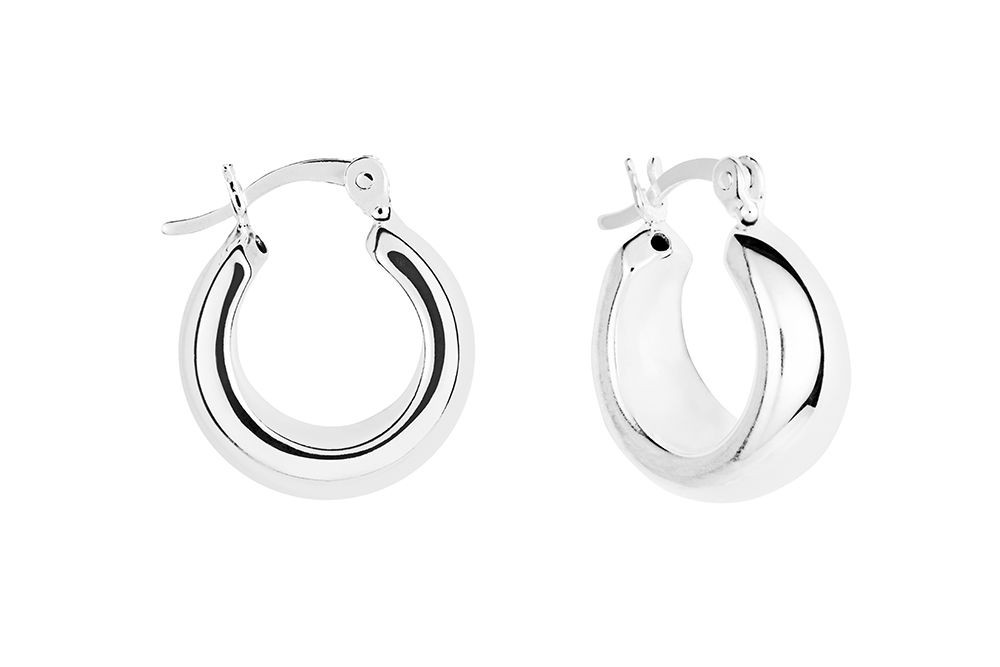 [15512EE150PL] Sterling silver thai earring hoop (Sterling silver)
