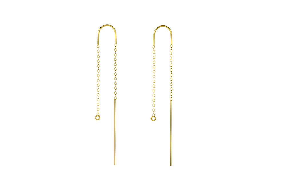 Sterling silver bar ring and chain earring