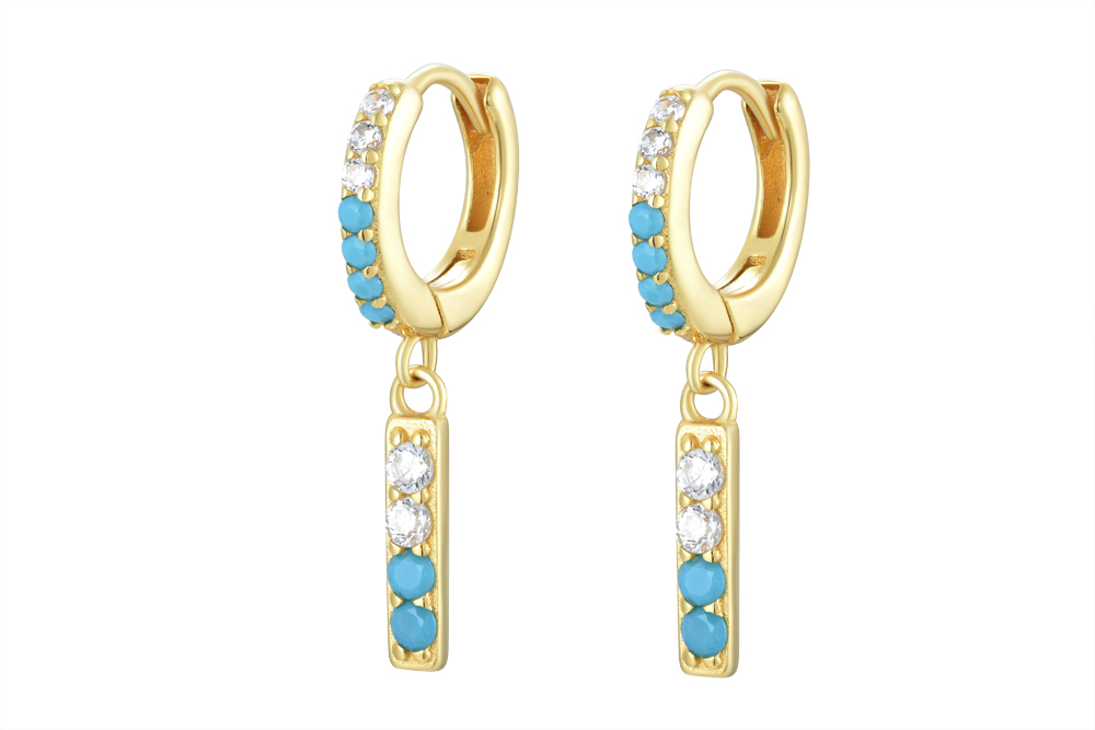 [15539EZTUDO] Sterling silver hoop earring (Turquoise)