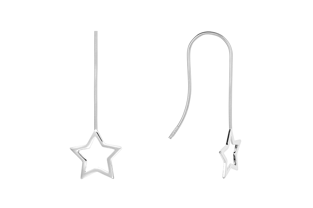 Pendiente plata 925 silueta estrella 13x13mm