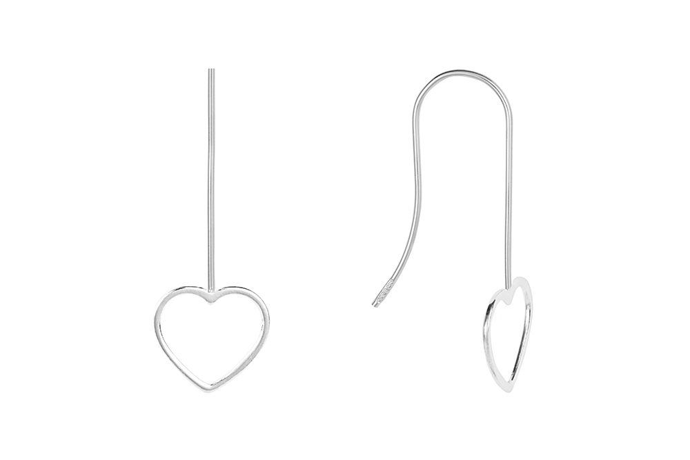 Pendiente plata 925 silueta corazón