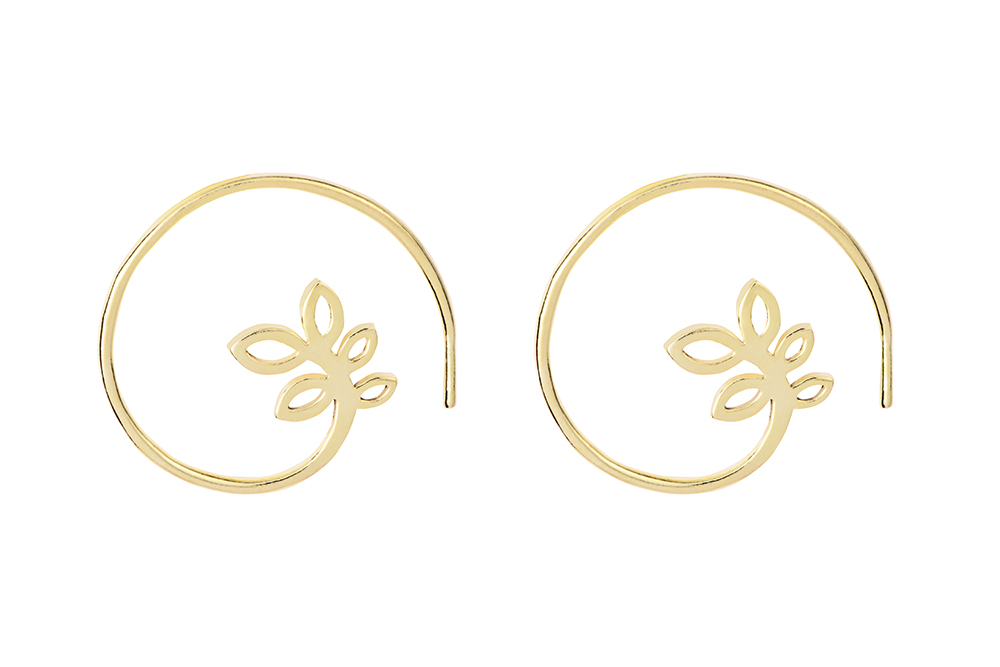 Sterling silver leaf earring hoop