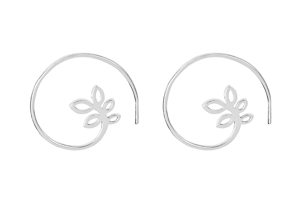 Sterling silver leaf earring hoop