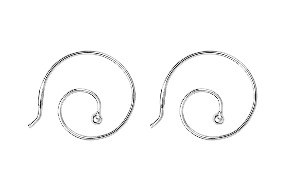 Sterling silver spiral 2mm bead earring hoop