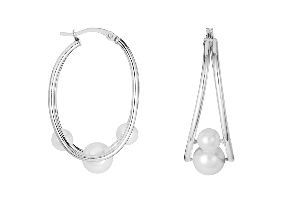 Pendiente plata 925 con tres perlas