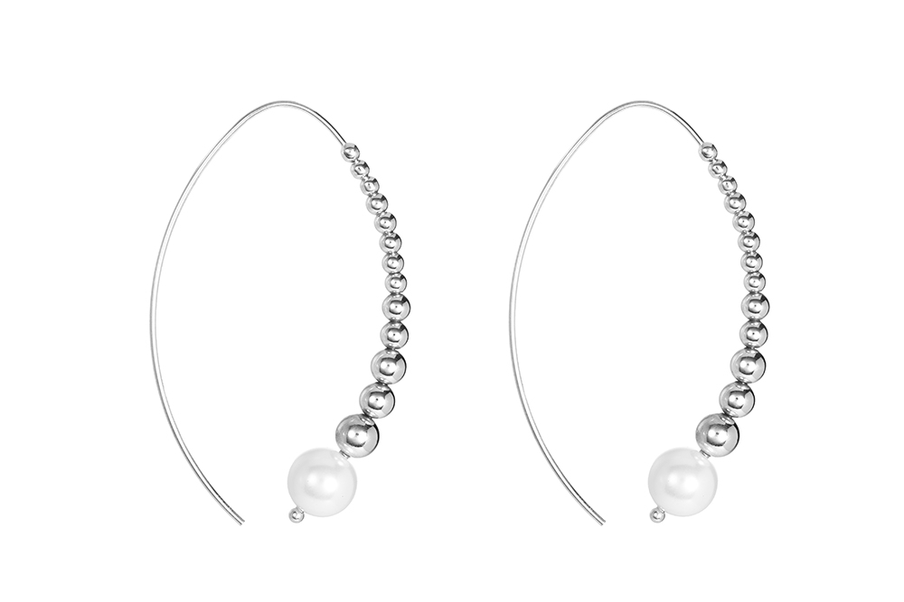 Sterling silver pearl & beads earring