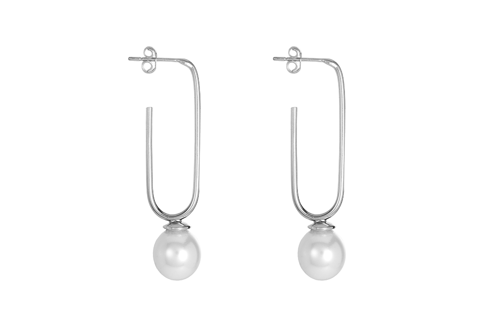 [15626EPBLPL] Pendiente plata 925 hilo 1.3mm con perla 9mm (Plata)