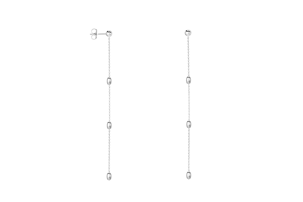 Sterling silver cable chain 4mm bead & 3x5mm oval earring