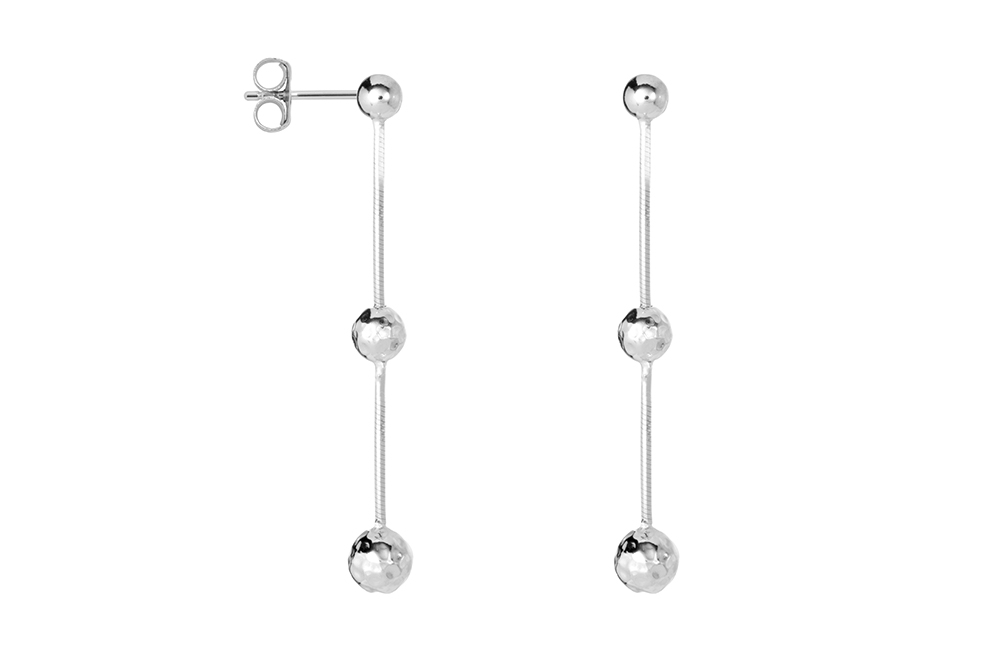 Sterling silver snake chain with baroque bead earring