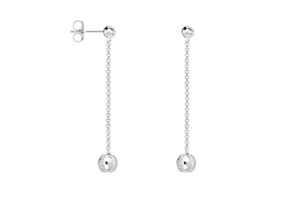 Pendiente plata 925 rolo con bola barroca 6mm