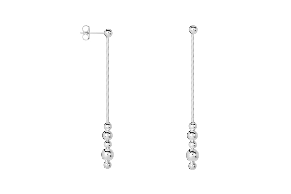 Pendiente plata 925 snake con bolitas intercaladas de 3, 4 y 5mm