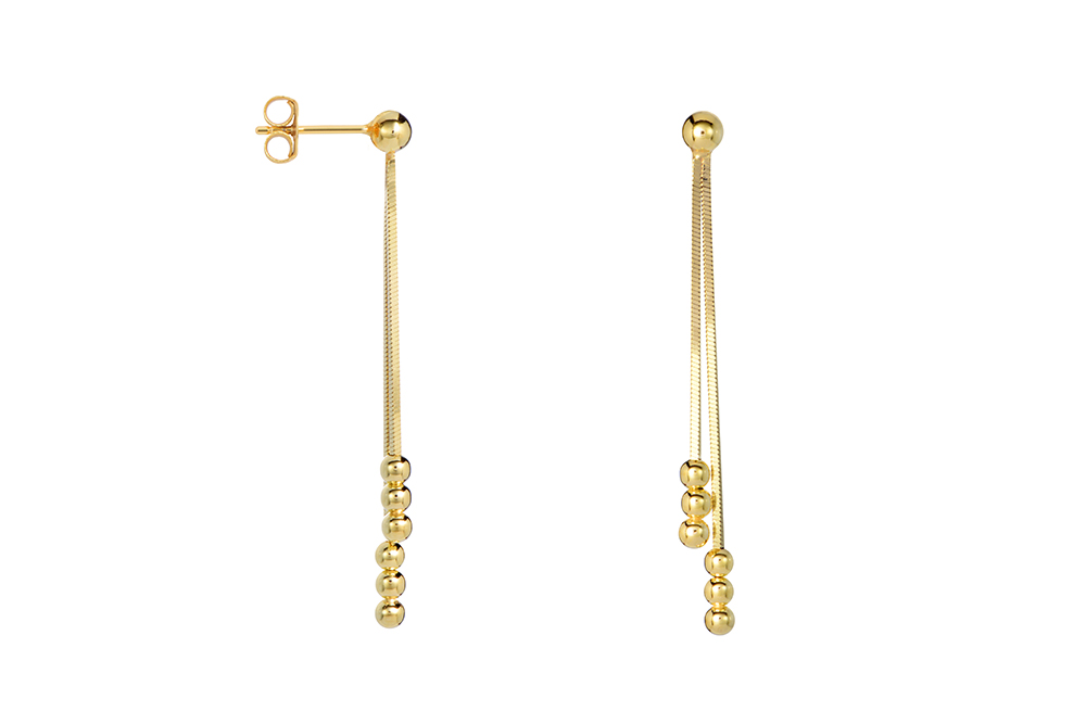 Pendiente plata 925 snake con tres bolitas 3mm