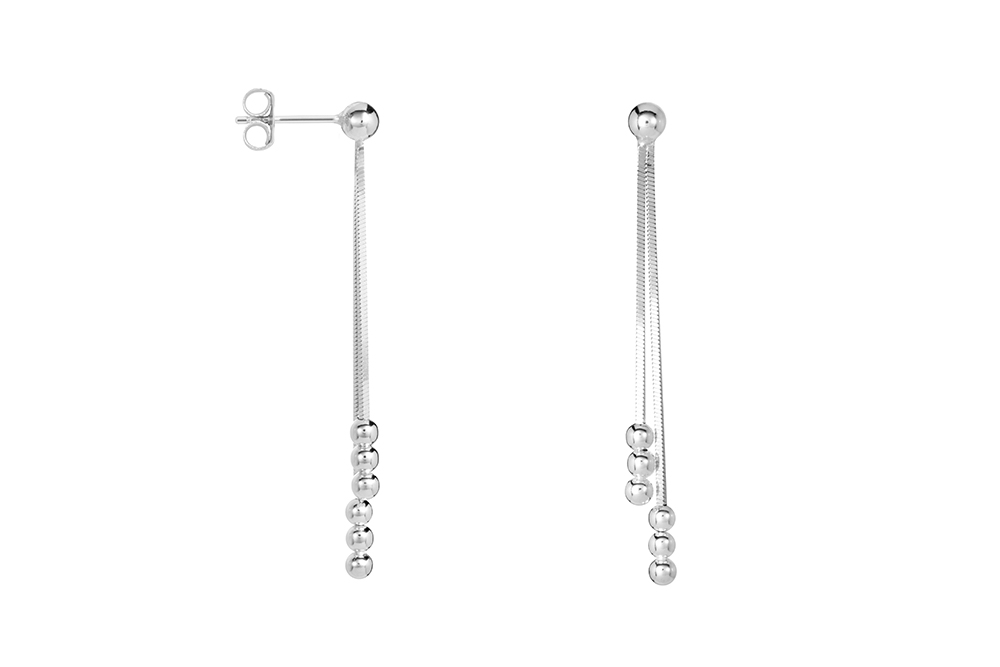 Pendiente plata 925 snake con tres bolitas 3mm