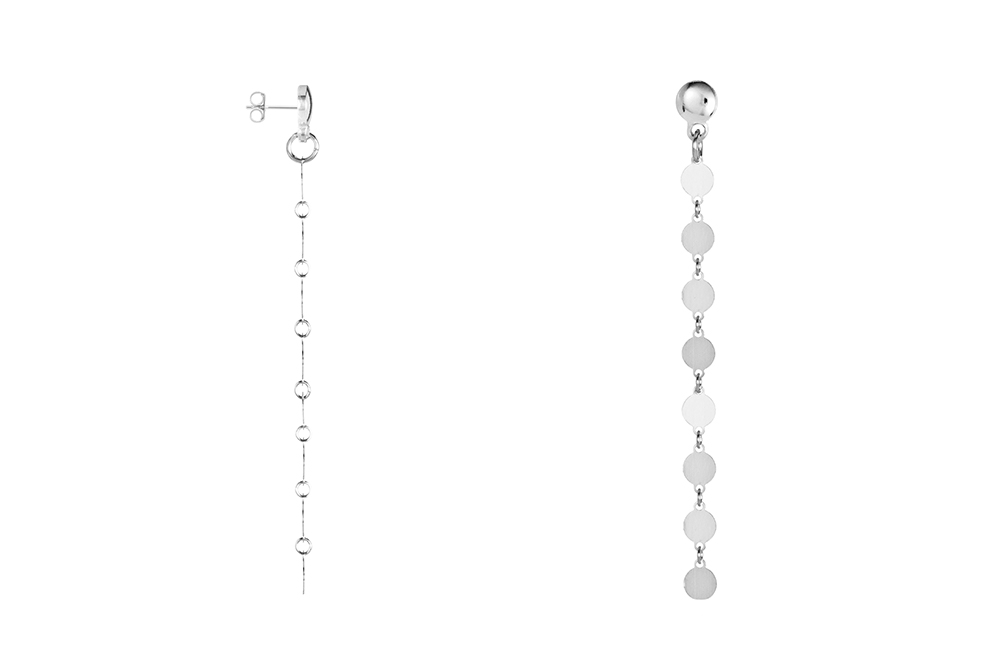 Sterling silver mini tag chain earring
