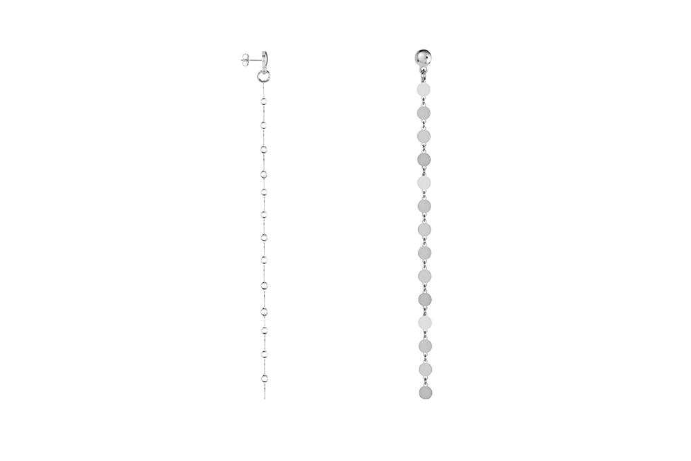 Pendiente plata 925 cadena de mini placas de 4mm