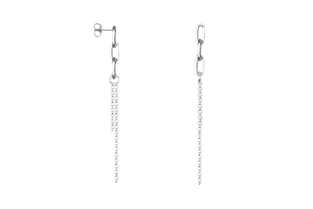 Sterling silver links and rolo chain earring