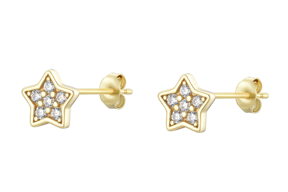 Sterling silver star zirconia earring