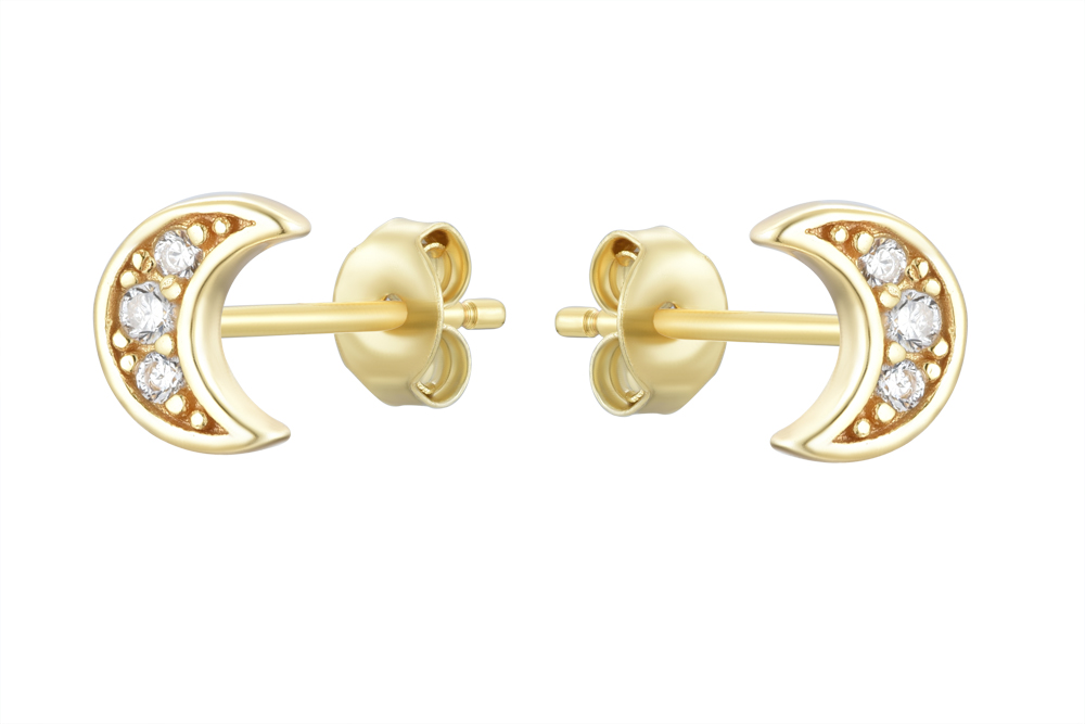 Sterling silver zirconia moon earring