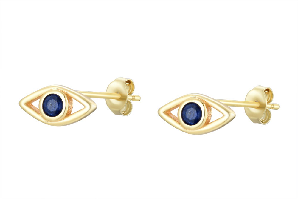 [15736EZZADO] Sterling silver turkish eye 4x9mm earring (Gold plated)
