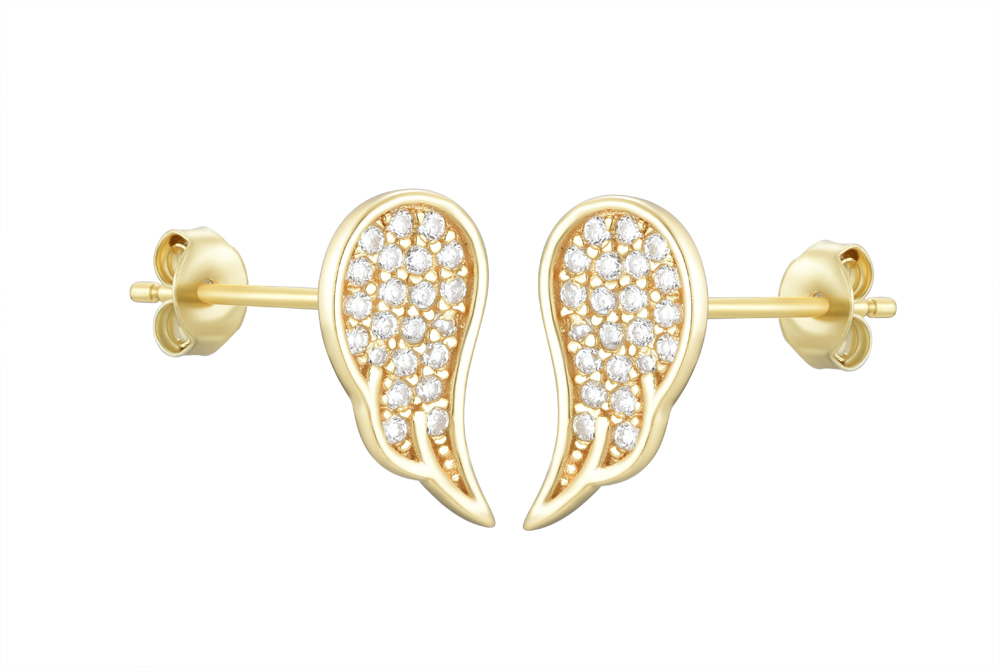 Sterling silver zirconia wing earring