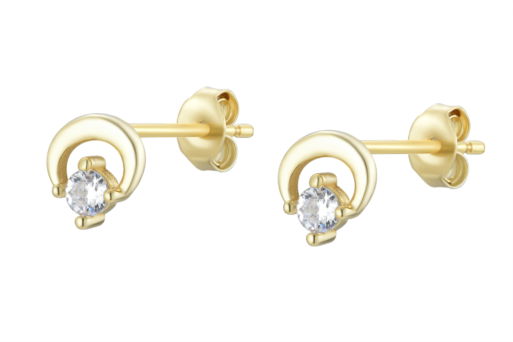 Sterling silver mini horn zirconia earring