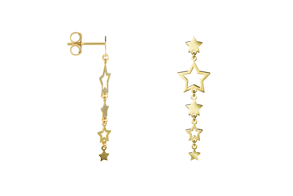 Sterling silver five stars earring