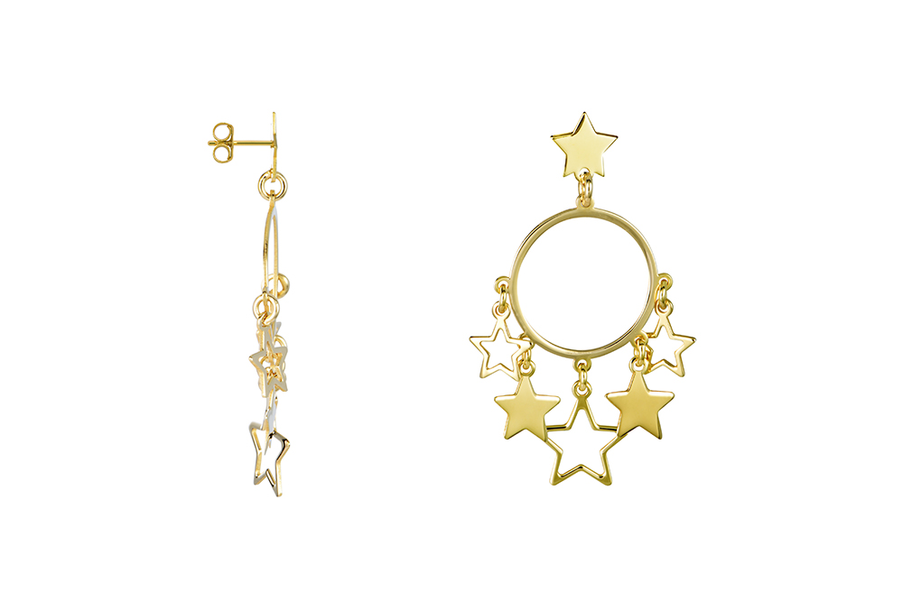 Sterling silver circle with stars earring